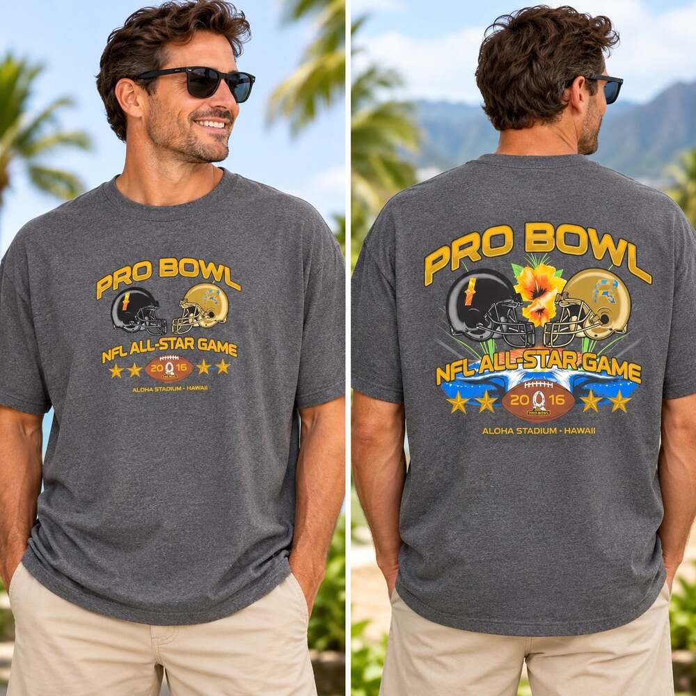 NWT NFL 2016 Pro Bowl Hawaii All Star Game Graphic T Shirt Mens 2XL Gray